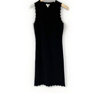Minnie‎ Rose Black Scalloped Neck Sleeveless Knit Dress Size M